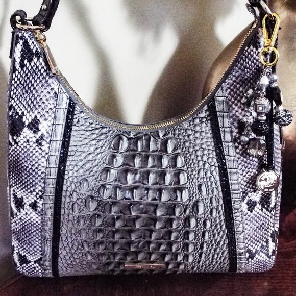 CYNTHIA LYNN "BAG BLING" BRAHMIN INSPIRED BLACK SILVR GREY CRYSTAL HANDBAG CHARM - Picture 4 of 11